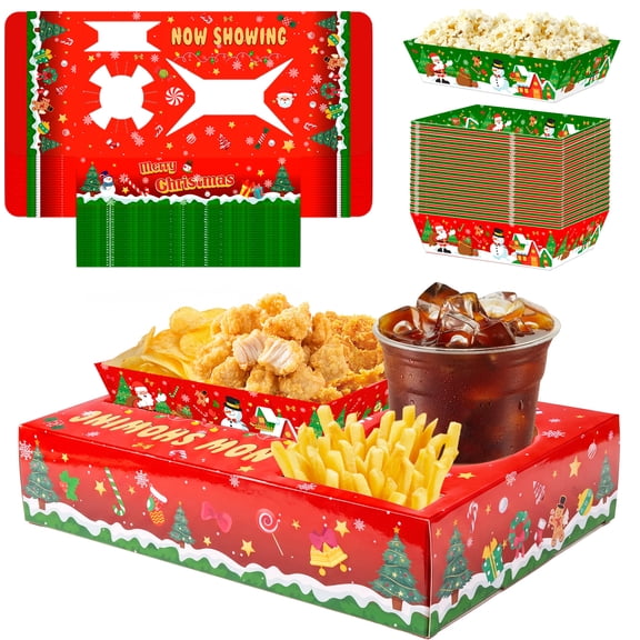 Christmas Food Tray Set for Holding Beverage Cups and Snacks