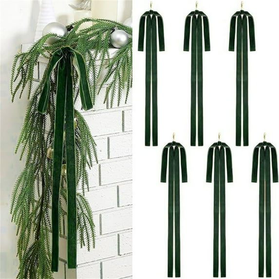 Christmas Party Supplies Christmas Velvet Bow Ornament, Hanging Decor For Xmas Tree, Festive Home Party Decoration, Dark Green Christmas Decoration Christmas Ornament