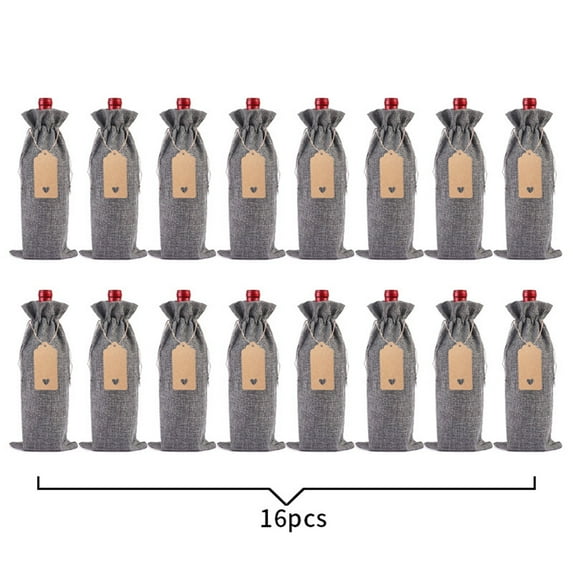 Christmas Party Supplies Linen Wine Bottle Bag Set Wine Bottle Set Linen Tag Red Wine Packaging Bag