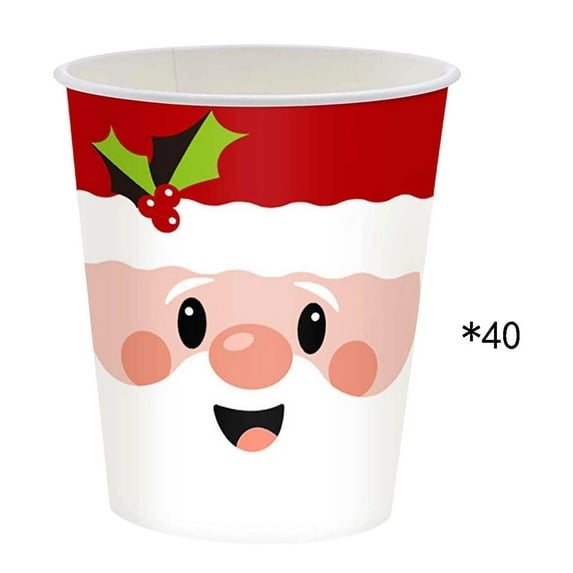 Christmas Party Tableware Set - Santa Claus Paper Plates, Napkins, Cups and Tablecloth - Cute Disposable Party Kit for Xmas Holiday Dinner Supplies