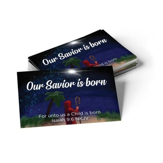 Christmas, Pass Along Scripture Cards, Our Savior is Born, Isaiah 9:6, Pack of 25