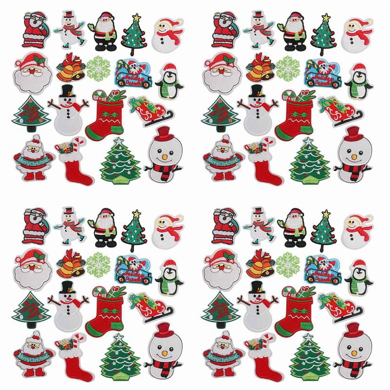 Christmas Patches Sew on Iron on Embroidered 112PCS Xmas Tree Santa Cute Appliques for DIY Crafts Clothes Decorations