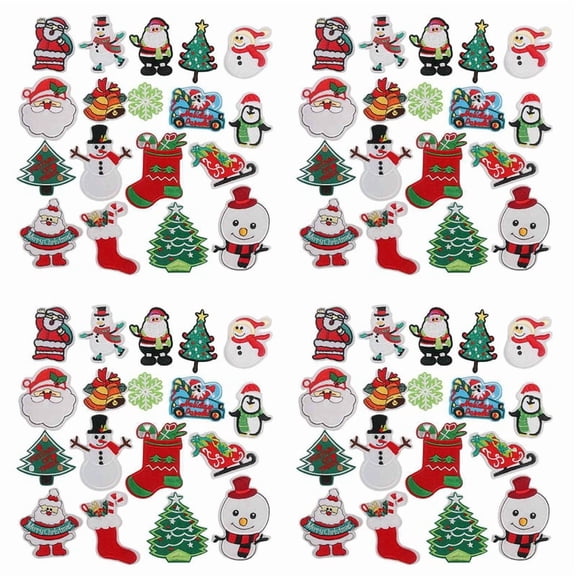 Christmas Patches Sew on Iron on Embroidered 112PCS Xmas Tree Santa Cute Appliques for DIY Crafts Clothes Decorations