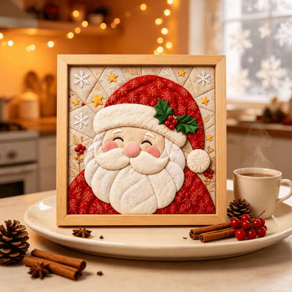Christmas Patchwork Fabric DIY Decor Kit, Holiday Sewing Craft Set for Adults, Vintage Patchwork Wall Hanging for Christmas Tree & Home Decor,Santa Claus A3