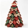 thumbnail image 1 of Christmas Patchwork Fabric Tree DIY Craft Kit,Plaid Quilted Tabletop Mini Tree Making Set With Doll Topper,Handmade Decor For Mantel,Table,Winter Holiday Home Decor A-Elf, 1 of 7