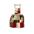 thumbnail image 1 of Christmas Patchwork Kitchen Clothes, Quilted Design with Santa, Holly Berries & Plaid, Adjustable Straps, Flared Skirt, Christmas Cooking Apron, 1 of 5