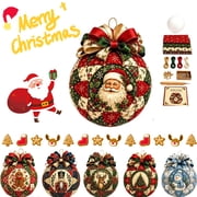 KRONDO Christmas Patchwork Ornament DIY Kit, 5.9" Fabric Craft Set for Holiday Tree, Mantel & Gift Display