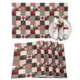 thumbnail image 1 of Christmas Patchwork Placemats Set of 4, Country Farmhouse Red Green Dot Plaid Gingham Heat Insulated Linen Place Mats, Washable Stain-Proof Table Mats for Dining Tables Holiday Decor 13x19 Inches, 1 of 9