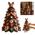 thumbnail image 1 of Christmas Patchwork Quilted Fabric Tree DIY Kit, Santa Claus Topper Craft, Holiday Tabletop Decoration for Mantel Shelf and Entryway,A, 1 of 9