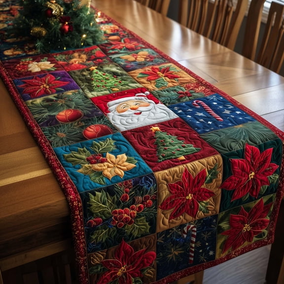 Christmas Patchwork Quilted Table Runner