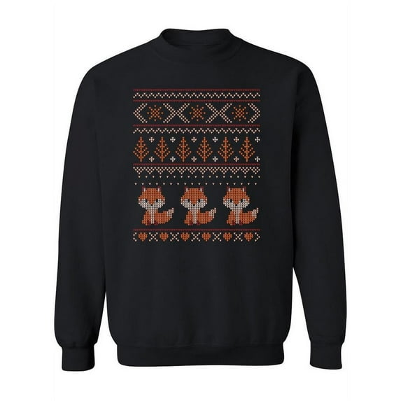 Christmas Pattern And Cute Foxes Sweatshirt Women -Image by Shutterstock, Female Small