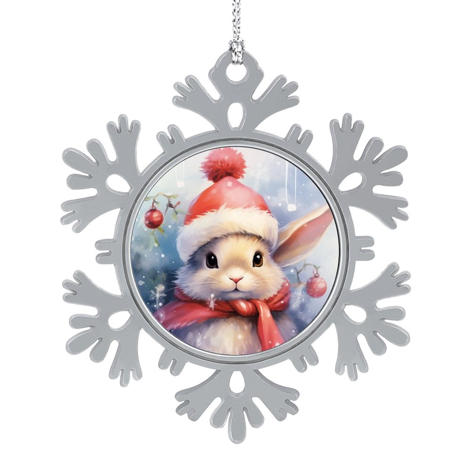 Christmas Pattern Cute Bunny Hat Christmas Ornaments Pet Bunny Rabbit ...