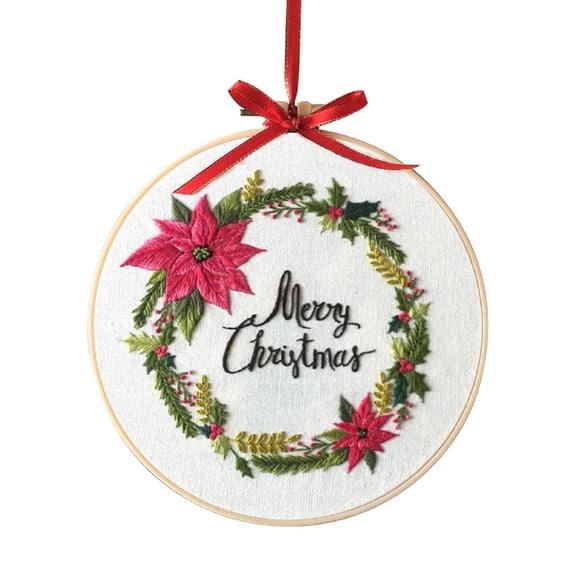 Christmas Pattern Embroidery Kits with 8 inch Hoop Needle Craft Kit Cross Stitch Kits for Beginners