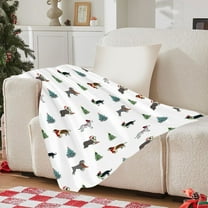 Christmas Pattern Flannel Throw Blanket Soft Lightweight Knit Blanket for Couch Sofa - Holiday Gift Nap Office AC(White-S)