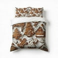 thumbnail image 1 of Christmas Pattern Of Gingerbread Cookies Bedding Set 3 Pcs Soft Microfiber Quilt Cover For Bedroom Decor, Comforter Cover With 2 Pillowcase, 1 of 5