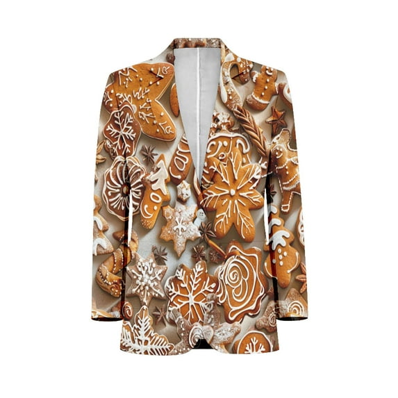 Christmas Pattern Of Gingerbread Cookies Customized Men's Suits full man Shawl Collar Gentleman Suits for Wedding Business