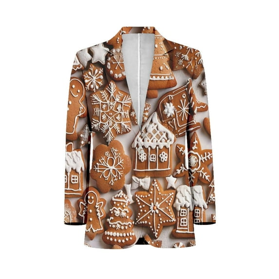Christmas Pattern Of Gingerbread Cookies Customized Men's Suits full man Shawl Collar Gentleman Suits for Wedding Business