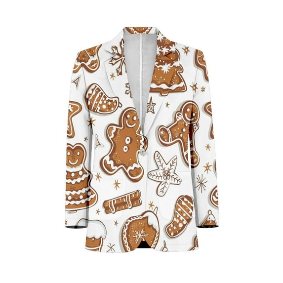 Christmas Pattern Of Gingerbread Cookies Men Blazers Slim Clothing Summer Jacket Man Oversize Daily Suits Tops