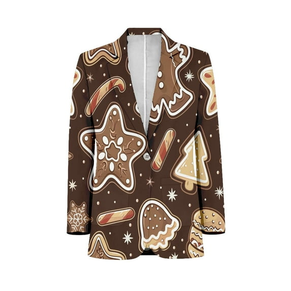 Christmas Pattern Of Gingerbread Cookies Men Blazers Slim Clothing Summer Jacket Man Oversize Daily Suits Tops