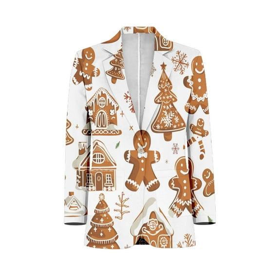 Christmas Pattern Of Gingerbread Cookies Men Blazers Slim Clothing Summer Jacket Man Oversize Daily Suits Tops