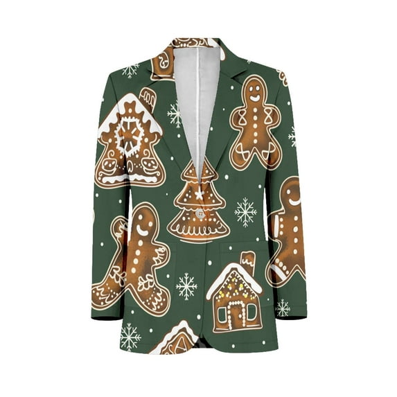 Christmas Pattern Of Gingerbread Cookies Men Blazers Slim Clothing Summer Jacket Man Oversize Daily Suits Tops