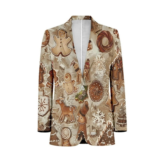 Christmas Pattern Of Gingerbread Cookies Men Blazers Slim Clothing Summer Jacket Man Oversize Daily Suits Tops