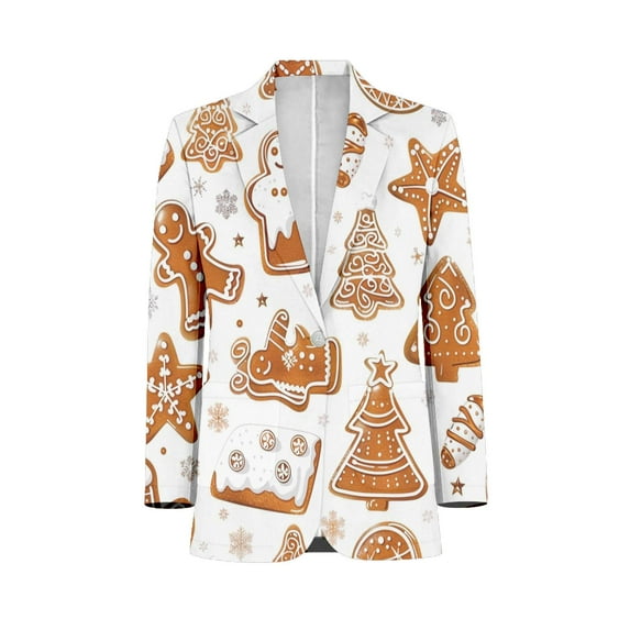 Christmas Pattern Of Gingerbread Cookies Men's Suit Blazer Casual Party Wear Slim Fit Suit Jacket Fashionable Luxury British Style Men Suit Coat