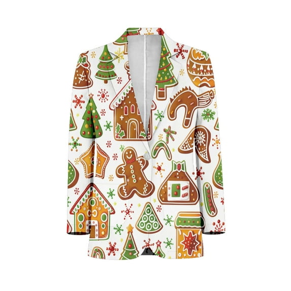 Christmas Pattern Of Gingerbread Cookies Men's Suit Blazer Casual Party Wear Slim Fit Suit Jacket Fashionable Luxury British Style Men Suit Coat
