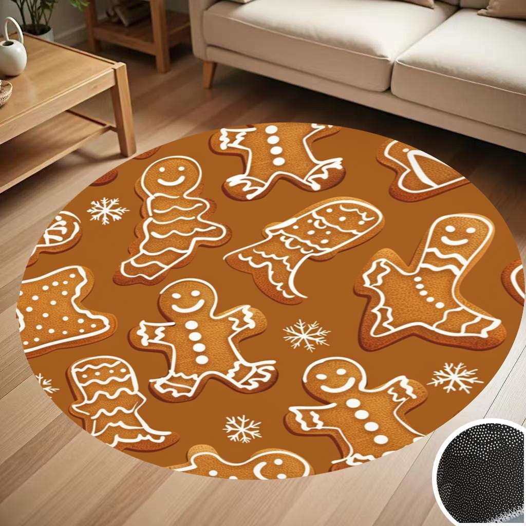 Christmas Pattern Of Gingerbread Cookies Round Carpet Living Room ...