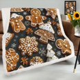 thumbnail image 1 of Christmas Pattern Of Gingerbread Cookies Sherpa Blanket Throw Blanket For Bed Chair Sofa Blanket For Women Men Blanket Microfiber, 1 of 8