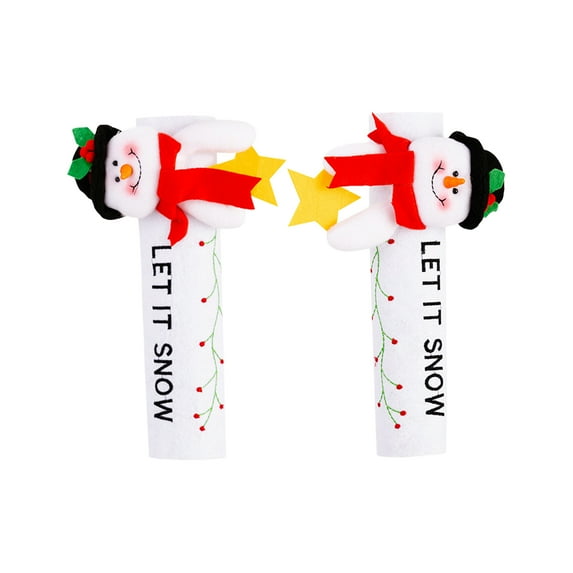 Christmas Pattern Refrigerator Door Handle Covers Protective Decoration for Kitchen Appliance Gloves Fridge Microwave Oven Cloth Protector