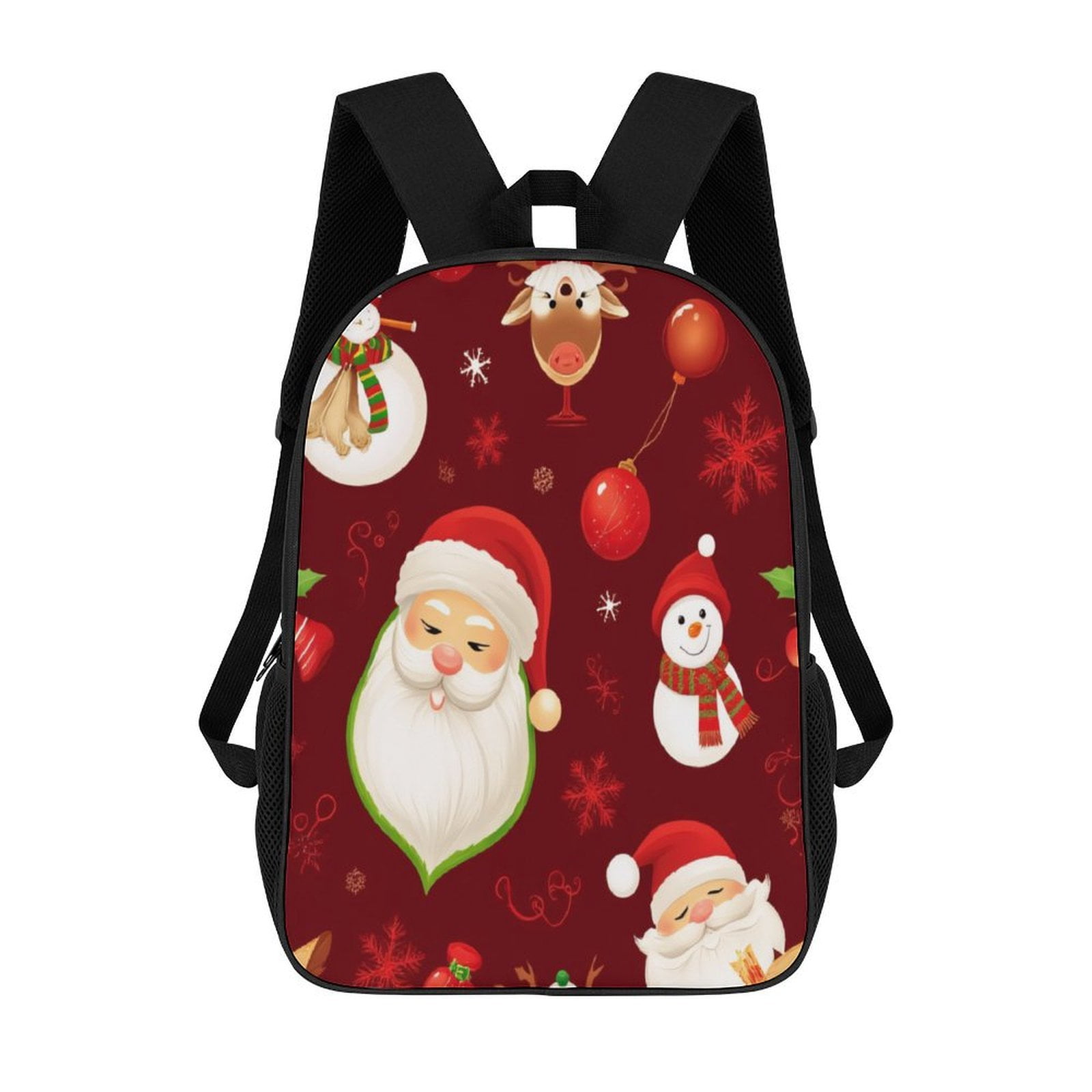 Christmas Pattern with Santa, Snowmen, And Reindeer 3D Print 17in adolescent Backpack knapsack ...