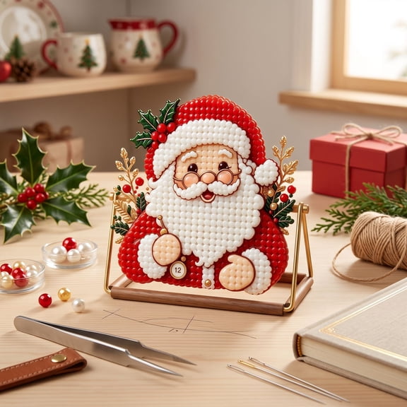 Christmas Patterns Fuse Beads Kit Holiday DIY Crafting Melting Bead(Santa) | Santa Themed Perler Bead Set with Pegboards Ironing Paper Gifts Festival Tree Ornaments Home Decoration