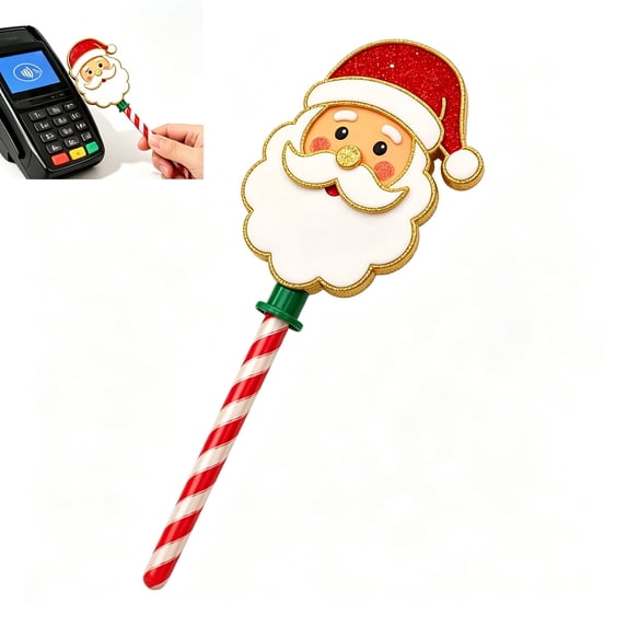 Christmas Payment Wand, Santa Claus Tap‑to‑Pay Magic Wand, Holiday Contactless Payment Stick, Festive Prop for Retail, Cafes and Christmas Events
