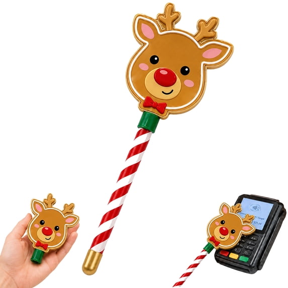 Christmas Payment Wand, Xmas Tap‑to‑Pay Magic Wand, 3D Printed Candy Cane Handle Contactless Card Holder, Funny Festive Checkout Accessory for Holiday Decor and Christmas Gift Giving, B