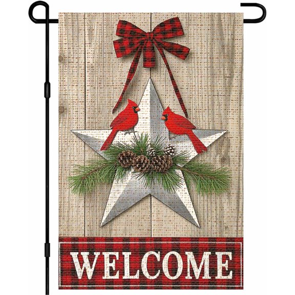 Christmas Peace Dove Olive Branch Coarse Linen Garden Flag Double Sided 12x18 Inch Outdoor Yard Flag for Porch and Garden