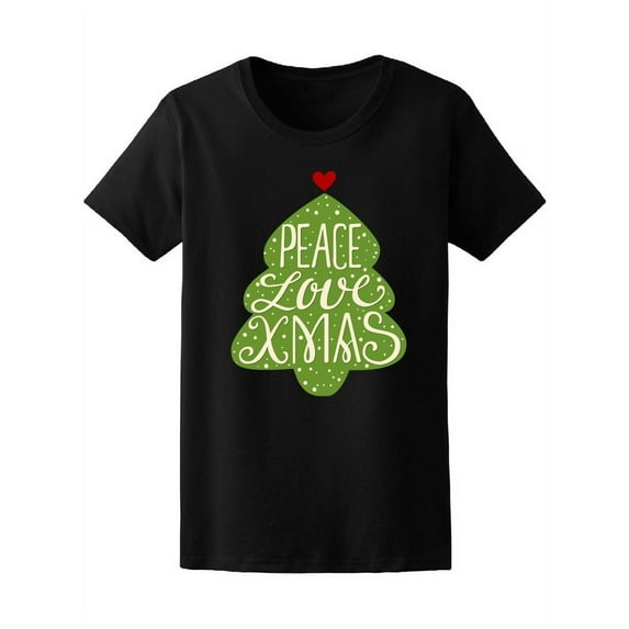 Christmas Peace Love Xmas Tree Tee Women's -Image by Shutterstock