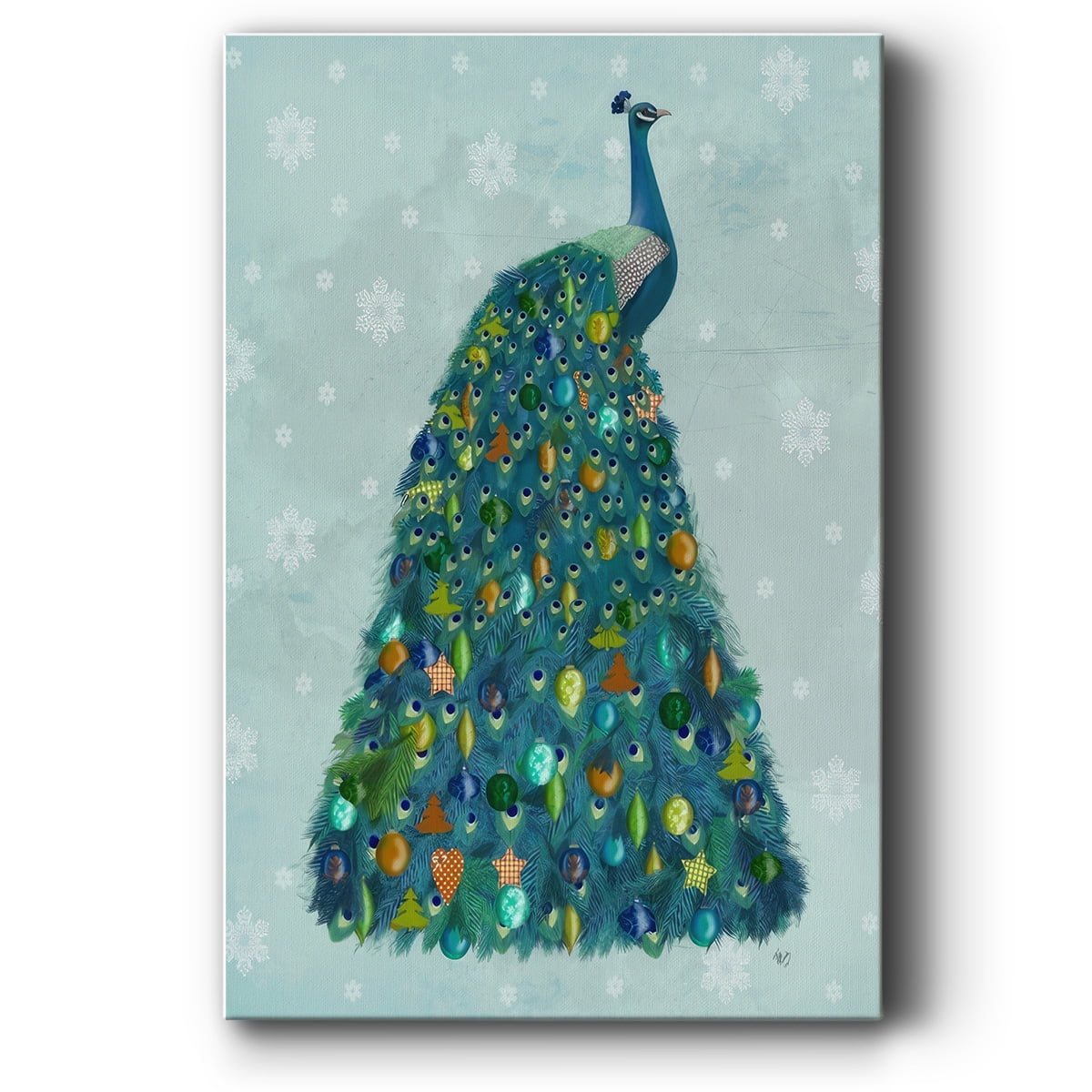 Christmas Peacock Christmas Tree- Gallery Wrapped Canvas
