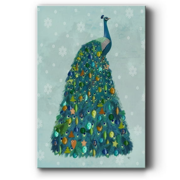 Christmas Peacock Christmas Tree- Gallery Wrapped Canvas