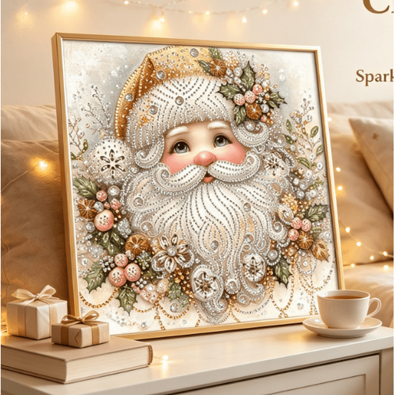Christmas Pearl Art DIY Diamond Painting Hanging Ornament, Themed Holiday Craft Creation Set, Perfect Decorative Ornament for Xmas Gathering and Home Accent (Santa)