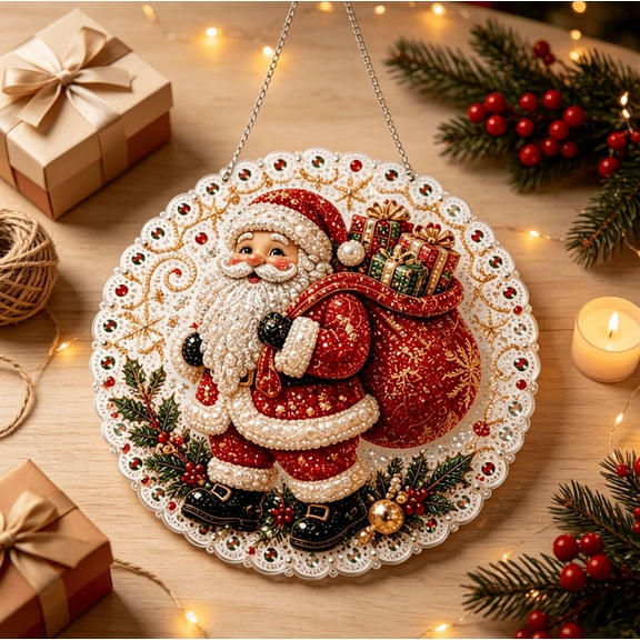 Christmas Pearl Art DIY Hanging Ornament Kit,Xmas Diamond Painting Craft For Adults Beginner Friendly,Relaxing Indoor Home Wall Decor Holiday Gift For Tree Window(bell new)