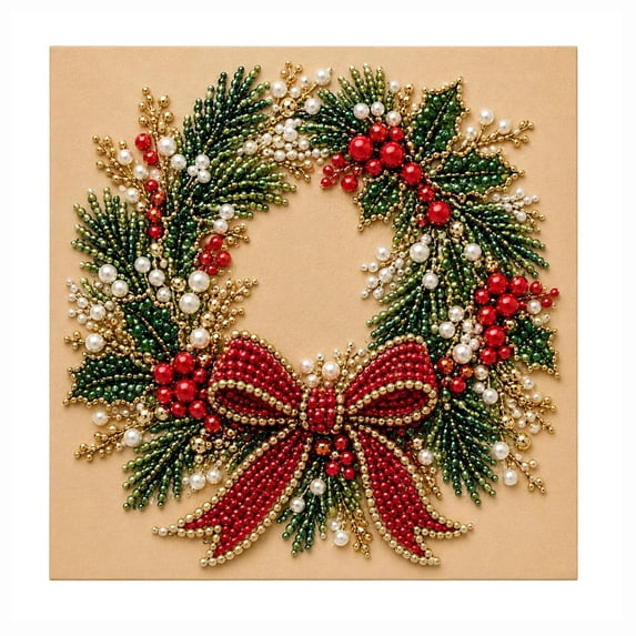 Christmas Pearl Art DIY Kit, Festive 5D Diamond Painting Set with Tools, Crafts for Adults Holiday Home Decor Wall Art, Complete 8.7x8.7x1.6 Inch Art Kit for Relaxation