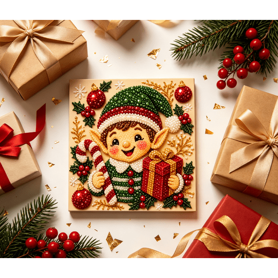 Christmas Pearl Art DIY Kit, Pearl Painting Kits for Adults, Pearls Diamond Art, Cute Design, Home Decor, Wall Art, Adults Craft Kit, 3D DIY Pearl Painting