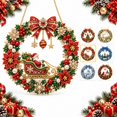 thumbnail image 1 of Christmas Pearl Art Diamond Painting Wreath Kit,Acrylic Pendant Craft with Rhinestones for Adults,Window Door Hanging Decor Festive Holiday Gift Idea, 1 of 5