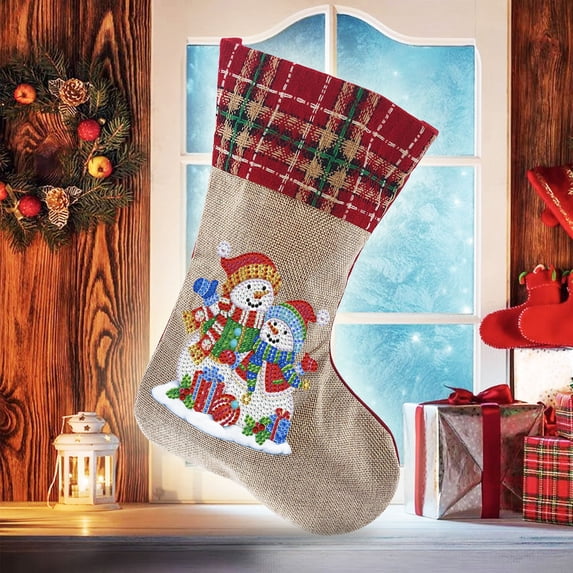 Christmas Pearl Art Kit Christmas Stockings Diamond Art DIY Kit Stockings Gift Bags Pearl Painting Craft Set for Adults Holiday Wall Decor Handmade Gift for Craft Lovers,B