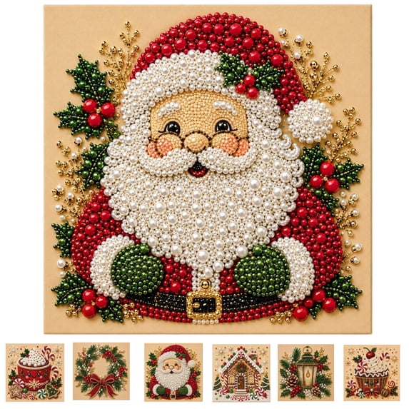 Christmas Pearl Art Kits for Adults Pearl Diamond Art Diy Kits DIY Pearl Painting Kit for Beginners,7.87x7.87 Inch Gemstone Diamond Dots Beads Handmade Hanging Painting Kit for Home Wall Decor