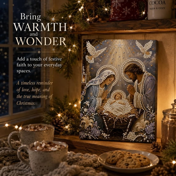 Christmas Pearl Art Kits for Adults Nativity, DIY Beaded Craft Adults, Mary DIY Craft for Living Room Bedroom Church Entryway Decor Gift
