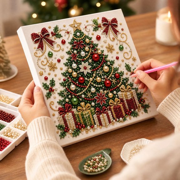 Christmas Pearl Art Set, Holiday Craft Kit for Home Decor, DIY Beaded Ornaments with Shimmering Finish, Festive Table Centerpiece, Creative Gift Idea for Family Gatherings and Seasonal Celebrations