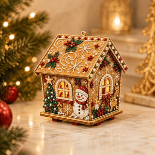Christmas Pearl Bead Art Kit 3D House Ornament Craft Set For Christmas Tree Tabletop Mantel Shelf And Indoor Winter Holiday Decoration