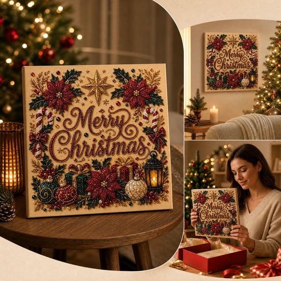 Christmas Pearl Bead Art Kit - Beginner Friendly DIY Wall Decoration Crafts Set For Adults(C)
